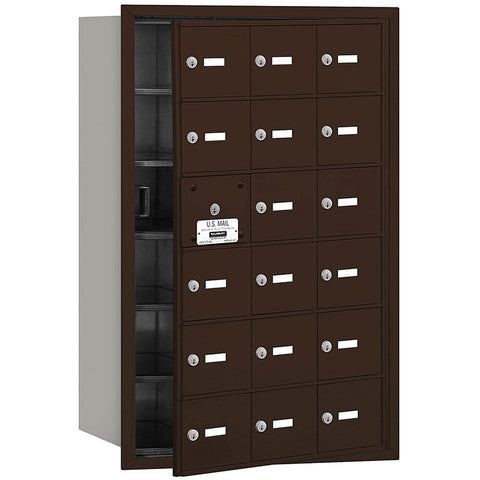 Salsbury Industries 3618ZFP 4B Plus Horizontal Mailbox with Master Commercial Lock, 18 A Doors 17 Usable, Front Loading, Private Access, Bronze