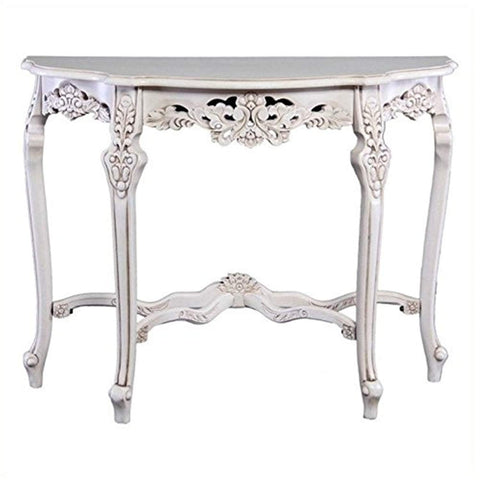 International Caravan Furniture Piece Windsor Hand-Carved Half Moon Console Table