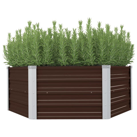 vidaXL Raised Garden Bed Outdoor Patio Balcony Backyard Planter Flower Vegetable Herb Planting Container Box Pot Brown Galvanized Steel