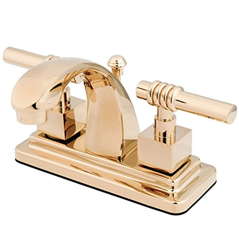Kingston Brass KS4642QL Milano 4-Inch Centerset Lavatory Faucet with Metal lever handle, Polished Brass
