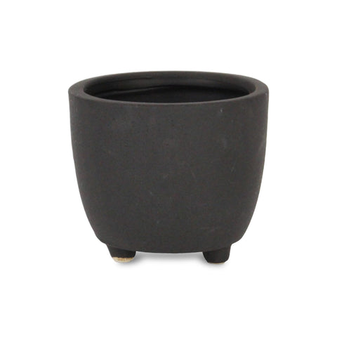 Cheungs Parlo Raised Textured Round Ceramic Pot- Medium - Dark Gray