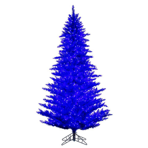 Vickerman 10' x 68" Blue Artificial Pre-Lit Christmas Tree with LED Lights and Metal Tree Stand