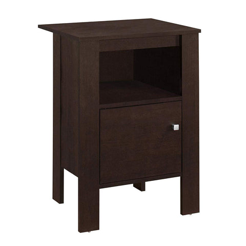 Monarch Specialties ACCENT TABLE-CAPPUCCINO NIGHT STAND WITH STORAGE, 17.25" L x 14" D x 24.25" H