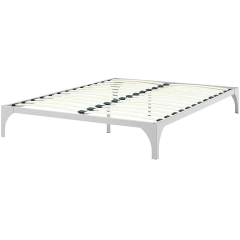 Fast Furnishings King Size Modern Metal Platform Bed Frame in Silver Finish with Wood Slats