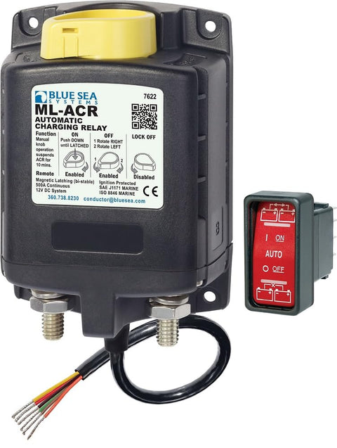 12V Automatic Charge Relay w/ Manual Sw.