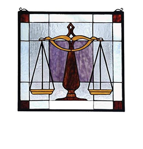 Meyda Tiffany 81551 Judicial Stained Glass Window Panel, 18" Width x 18" Height