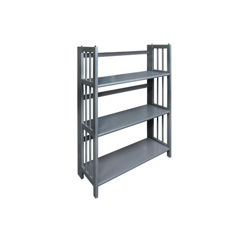 Casual Home 3-Shelf Folding Stackable Bookcase (27.5" Wide)-Slate Gray