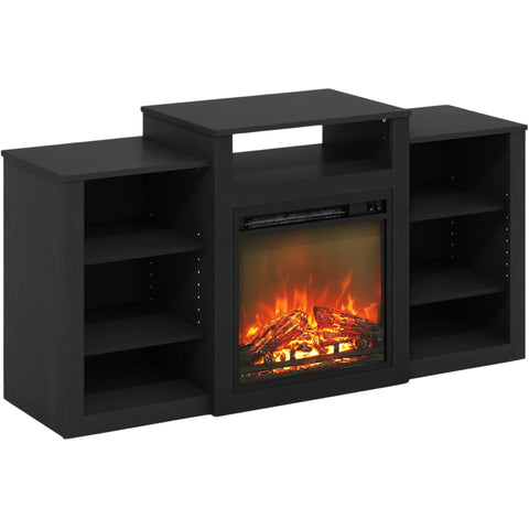 Oakestry Jensen TV Stand with Electric Fireplace for TVs up to 55", Americano, Modern Media Console