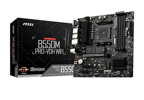 MSI B550M PRO-VDH WiFi ProSeries Motherboard (AMD Ryzen 5000, AM4, DDR4, PCIe 4.0, SATA 6Gb/s, M.2, USB 3.2 Gen 1, Wi-Fi, Bluetooth, D-SUB/HDMI/DP, Micro-ATX)