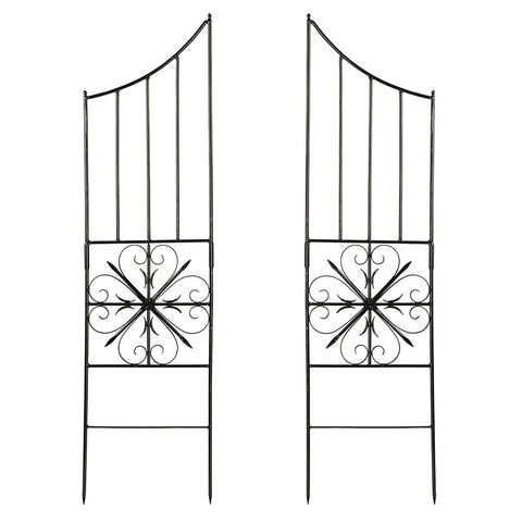 Achla Designs VFT-22S Aldrich II Support Wrought Iron Garden Trellis for Climbing Plants, Graphite
