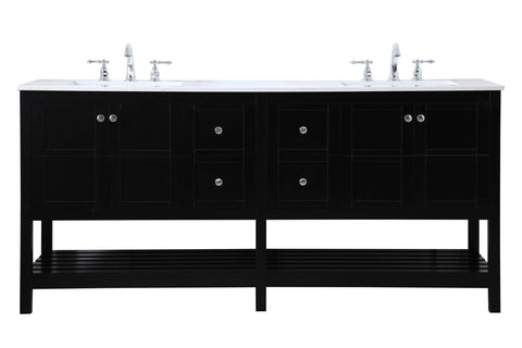Elegant Decor Theo 72" Steel MDF Stone Double Bathroom Vanity in Black