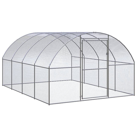 vidaXL Outdoor Chicken Coop 9.8'x13.1'x6.6' - Galvanized Steel Chicken Cage - Large Coop for Hens, Ducks, and Other Small Animals - Easy-to-Clean Outdoor Enclosure with Wire Mesh Design