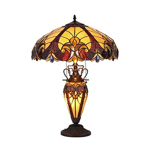 Chloe Lighting CH38632AV18-DT3 Tiffany Style 3 Light Victorian Double Lit Table Lamp 18" Shade, 17.3" x 17.3" x 24.8", Multi
