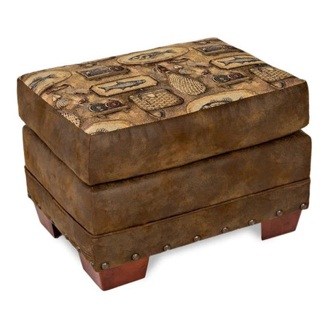 American Furniture Classics 26.5" Microfiber River Bend Ottoman in Brown