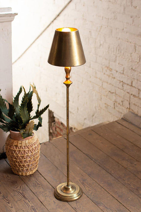 KALALOU CLL2433 Antique Gold Floor LAMP with Metal Shade