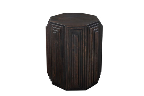 Carolina Chair & Table Geometric Design Octagonal Side Table – Solid Mango Wood, Java Finish, Artisan Handcrafted Wood Furniture - Modern Boho Accent Furniture for Living Room & Bedroom (Java)