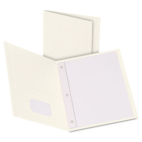 Oxford Two-Pocket Folders w/Fasteners, White, Letter Size, 25 per Box (57704)