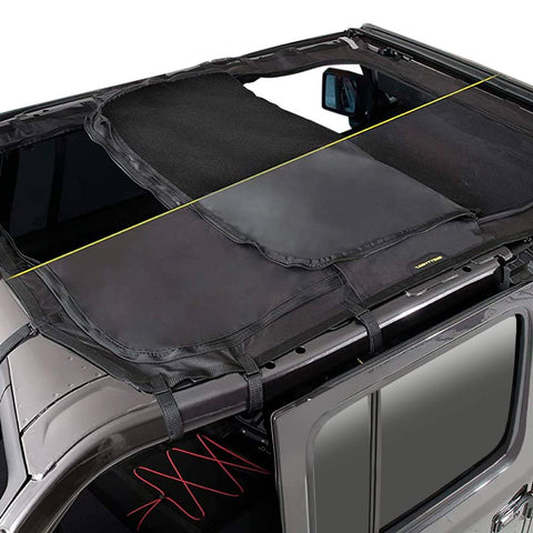 SmittyBilt Extended Shade Top with Skylights – Black Diamond/Mesh (18+ JLU) - SB97500