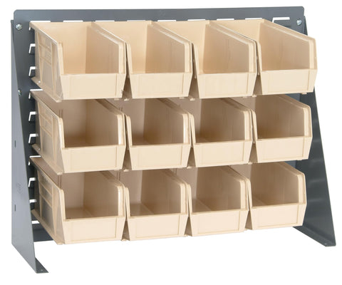 Quantum Storage Systems QBR-2721-230-12IV Ultra Bin Complete Bench Rack Package with 12 Ultra Bins, 27" x 8" x 21" , Ivory