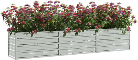 vidaXL Metal Garden Raised Bed - Durable Outdoor Patio Planter in Silver Galvanized Steel - 94.5"x15.7"x17.7" for Balcony, Garden, and Yard