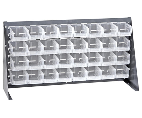 Quantum Storage Systems QBR-3619-210-32CL Ultra Bin Complete Bench Rack Package with 32 Ultra Bins, 36" x 8" x 19" , Clear