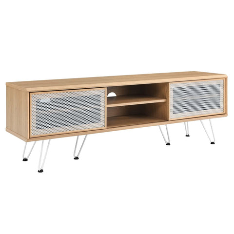 Modway Nomad Modern Wood Grain Laminate TV Stand for TVs up to 65" in Oak