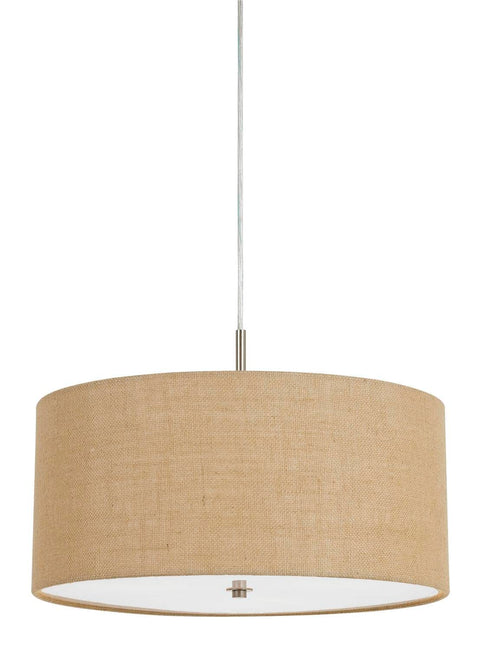 Cal 60W X 3 Addison Burlap Drum Pendant, Silver (FX-3627-1P)