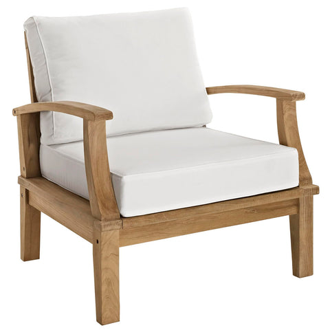 Modway EEI-1143-NAT-WHI-SET Marina Premium Grade A Teak Wood Outdoor Patio Armchair, Natural White