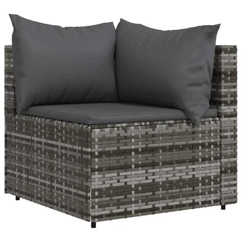 vidaXL Patio Corner Sofa with Cushions - Weather- Gray Poly Rattan with Sturdy Steel Frame â€“ Flexible Modular Design with Comfortable Seat Setup - Outdoor Garden Lounge Piece