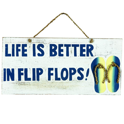 RAM Outdoor Decor Wooden Life is Better in Flip Flops Wall Art Sign