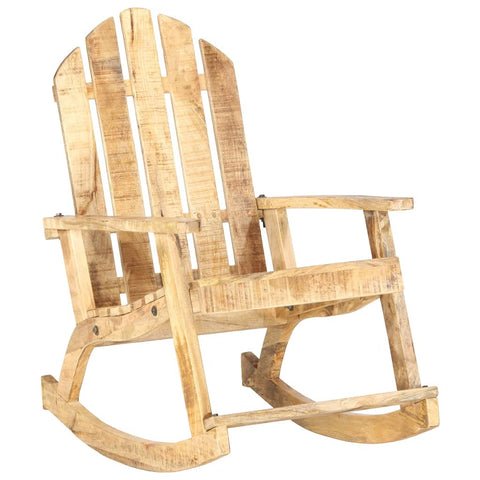 vidaXL Vintage-Inspired Solid Mango Wood Garden Rocking Chair - Adirondack Swing Chair, Outdoor Spaces - Brown, Assemble-Yourself