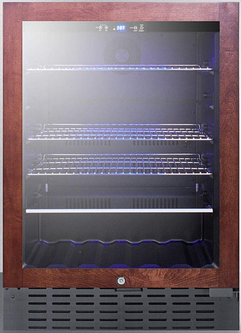 Summit Appliance SCR2466BPNR 24" Wide Built-In Beverage Cooler; 4.2 Capacity; Auto Defrost; Slotted Floor; Temperature Alarm; Front Lock and Black Cabinet