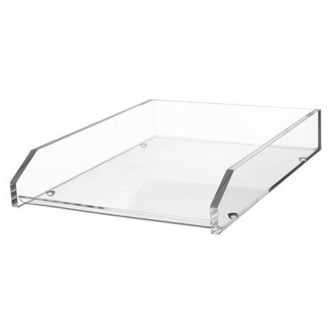 Kantek Clear Acrylic Large Letter Tray, Stackable Desk Organizer, Front Loading, 10.6" x 13.9" x 2.5", Non-Skid Feet, Office Organizer, Desk Accessory