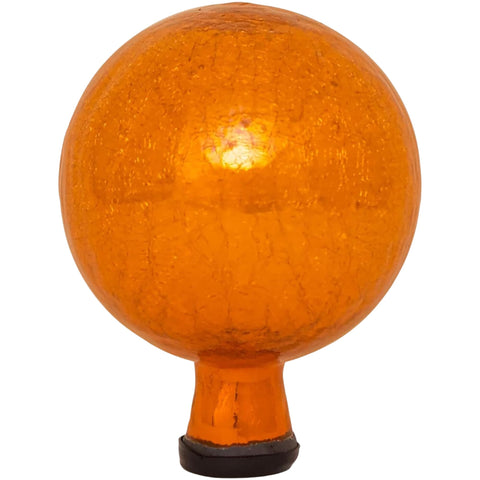 Oakestry 6" Crackle Glass Gazing Globe – Mandarin Orange, Hand-Blown Mirrored Garden Ball for Yard, Patio & Outdoor Décor