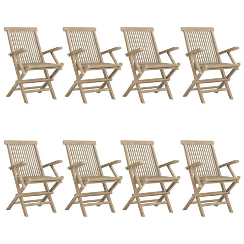 vidaXL Folding Garden Chairs 8 pcs Grey 56x61x89 cm Solid Wood Teak