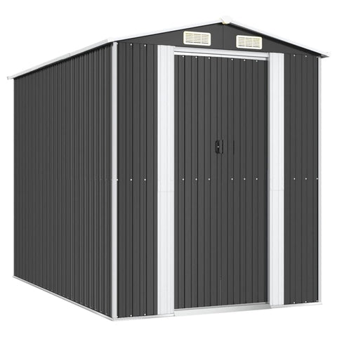 vidaXL Garden Shed - Outdoor Tool Storage | Galvanized Steel Material | Convenient Slide Gate with Handle | Roomy Space | Practical Vent for Air Circulation