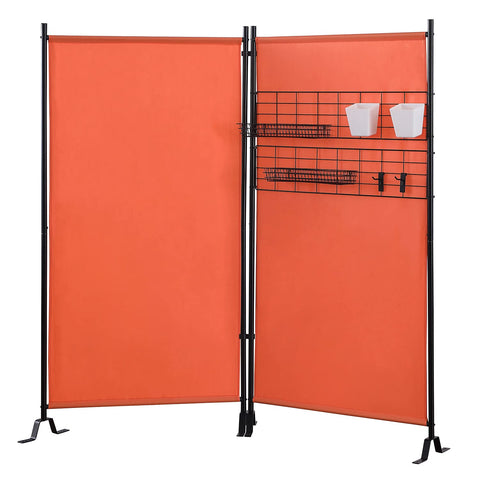 Proman Products FS17253 Galaxy II Indoor/Outdoor Room Divider (2-Panels, 24" w/Panel) with Accessory Rack 2 Wire Nets, 4 Plastic Bins, 4 Peg Hooks, 2 Wire Tray Baskets, Orange