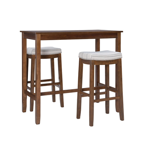 Linon Claridge 3Pc Bar Set Rustic Stripe