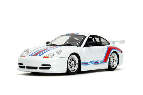 Jada Hyper-Spec 1:24 Porsche 911 GT3 (996.1) Die-Cast Car, Toys for Kids and Adults(White/Red Stripes)