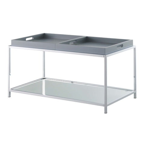 Convenience Concepts Palm Beach Coffee Table with Removable Trays and Shelf, Gray