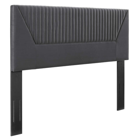Modway MOD-6667-CHA Patience Channel Tufted Performance Velvet Twin Headboard, Charcoal