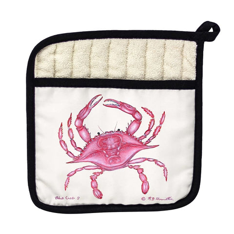 Betsy Drake PT102 Pink Crab Pot Holder