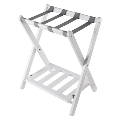 Winsome Raya Transitional Solid Wood Luggage Rack with Shelf in White
