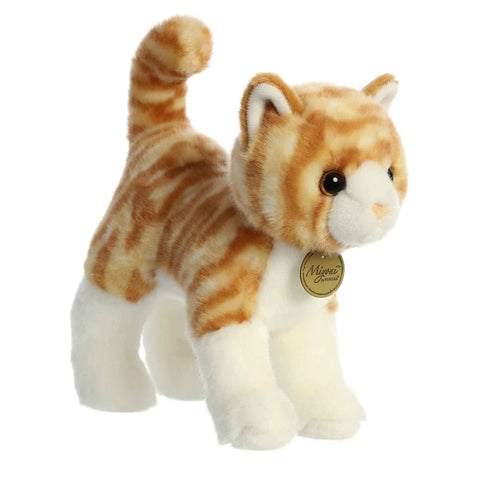 Aurora® Realistic Miyoni® Orange Tabby Cat Stuffed Animal - Lifelike Details Make a Cherished Companion - Perfect for Decorating Bedrooms or Classrooms - Orange 9 Inches
