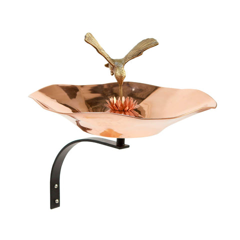 Achla Designs HBBB-01-WM Hummingbird Mount Birdbath with Wall Bracket, Copper, Black