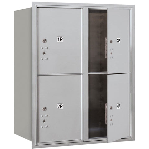 Recessed Mounted 4C Horizontal Mailbox - 10 Door High Unit (37 1/2 Inches) - Double Column - Stand-Alone Parcel Locker - 4 PL5s - Aluminum - Front Loading - USPS Access