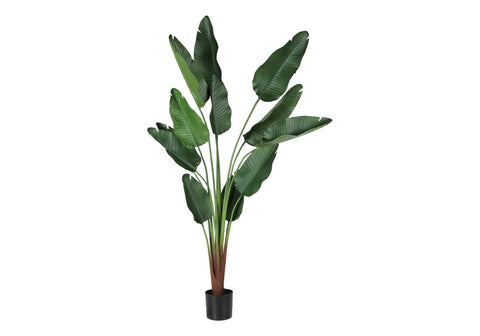 Monarch Specialties I 9591 Artificial Plant, 83" Tall, Indoor, Decorative, Floor, Palm Tree, Real Touch, Green Leaves, Black Pot