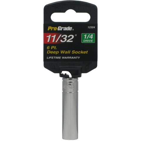 Pro-Grade 12304 1/4-Inch Drive with 6 Point SAE Deep 11/32-Inch Socket