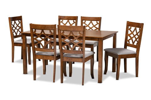 Baxton Studio Mael Grey and Walnut Brown Finished Wood 7-Piece Dining Set