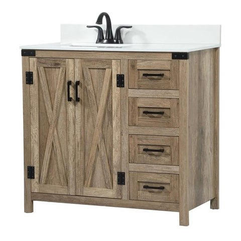 Elegant Decor Grant 36" Single Bathroom Vanity with Backsplash in Natural Oak